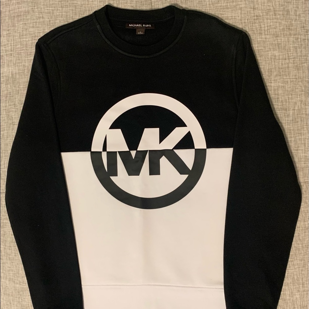 Michael Kors Black and White Color Block Sweatshirt. Mens Medium.